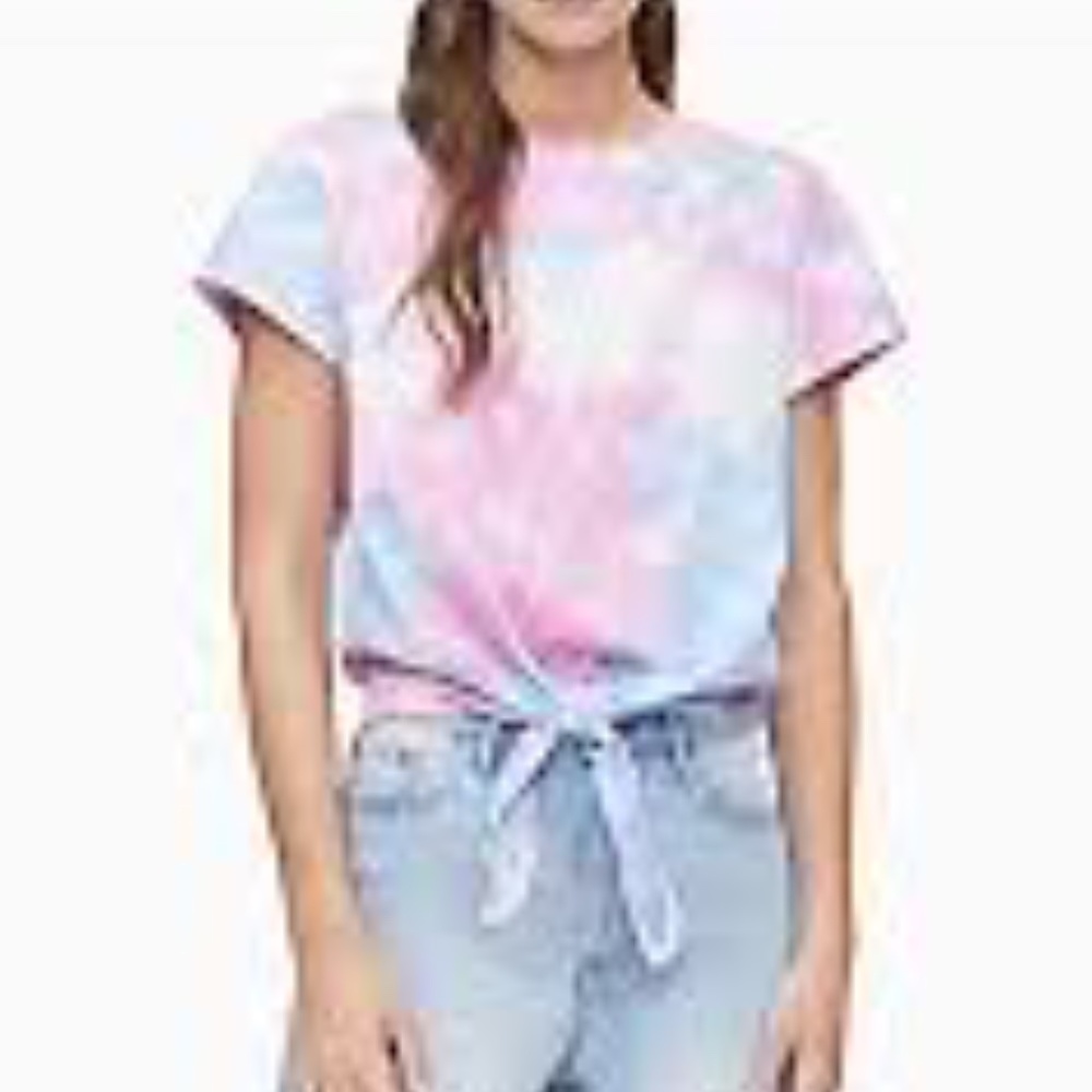 NWT Calvin Klein Tie-Dye Logo Tie-Front T-Shirt